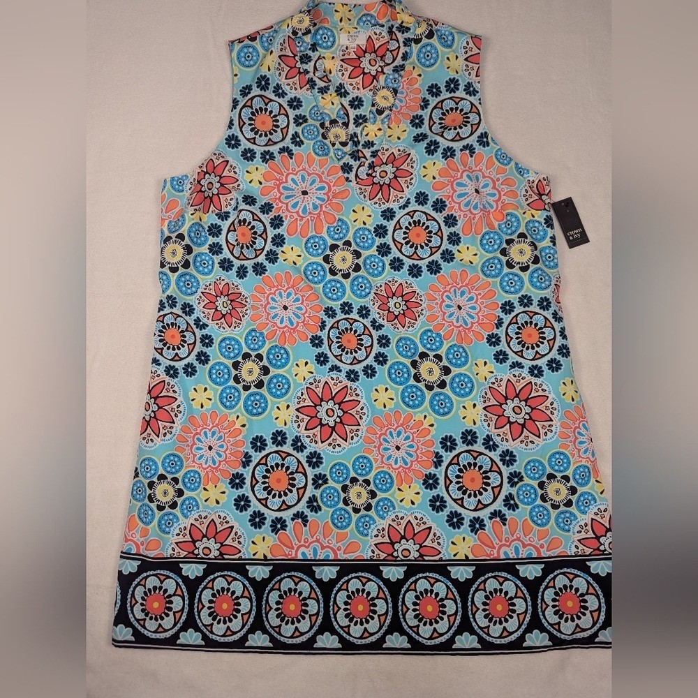 NEW Crown & Ivy Aquaflora Flower Power Sleeveless Ruffle Floral Dress Size 20W
