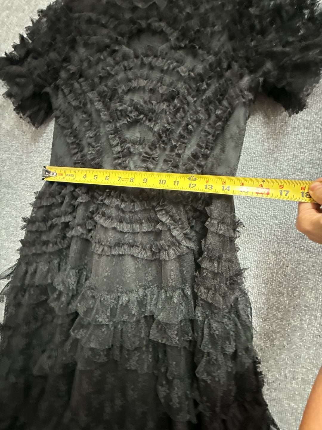 CATCHALL Black Ruffled Tiered Lace Midi Dress
