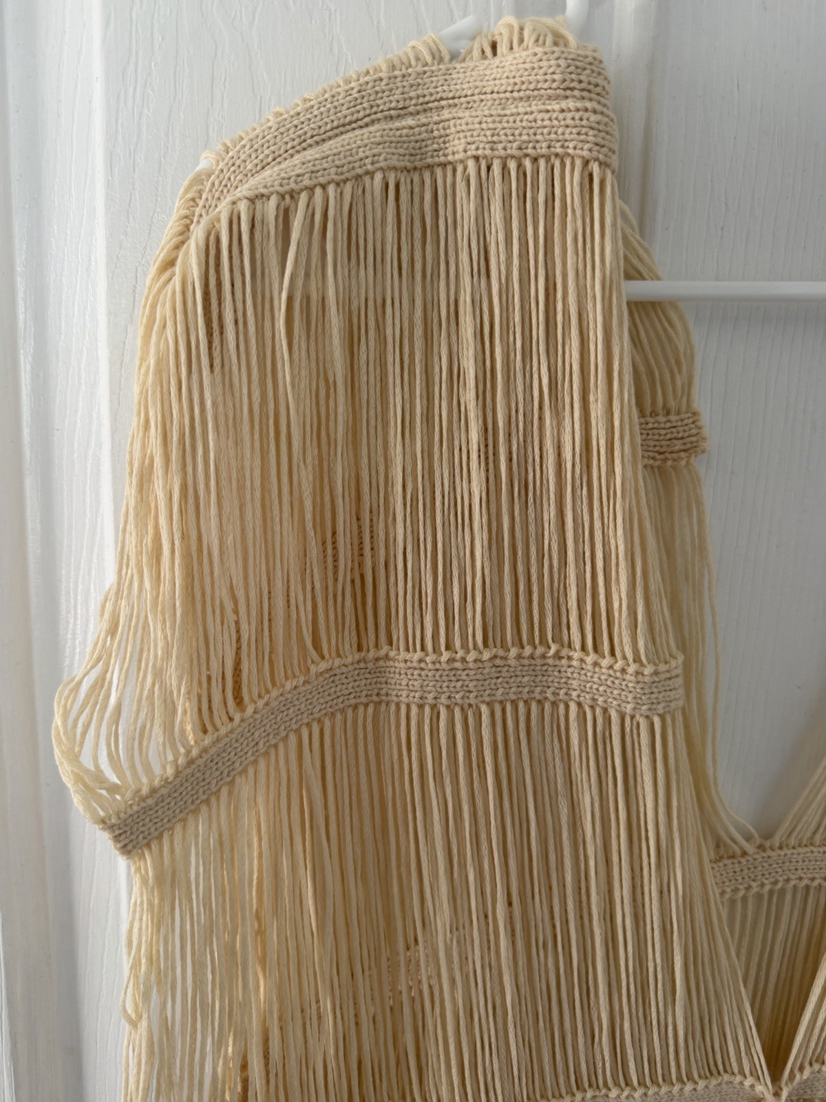 String Fringe Deep Vneck Plunging Dress Almond Color One Size Shein Boho Coverup