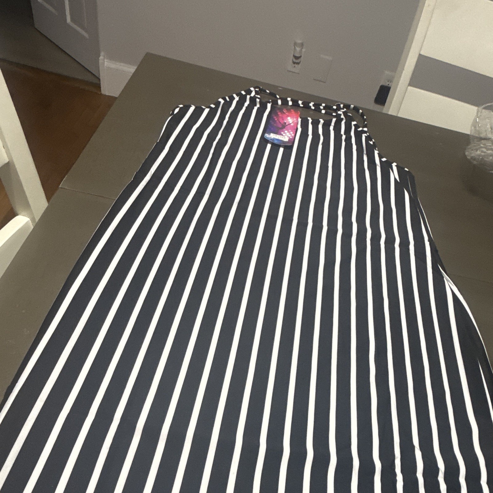 Fashion Nova Black/White Striped Halter Sleeveless Long Wrap Dress Size L