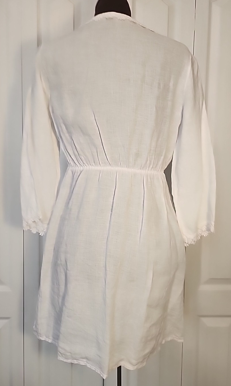 Valentina Naldi Dress White Linen Beach Cover Vacation Short MED Made in Italy