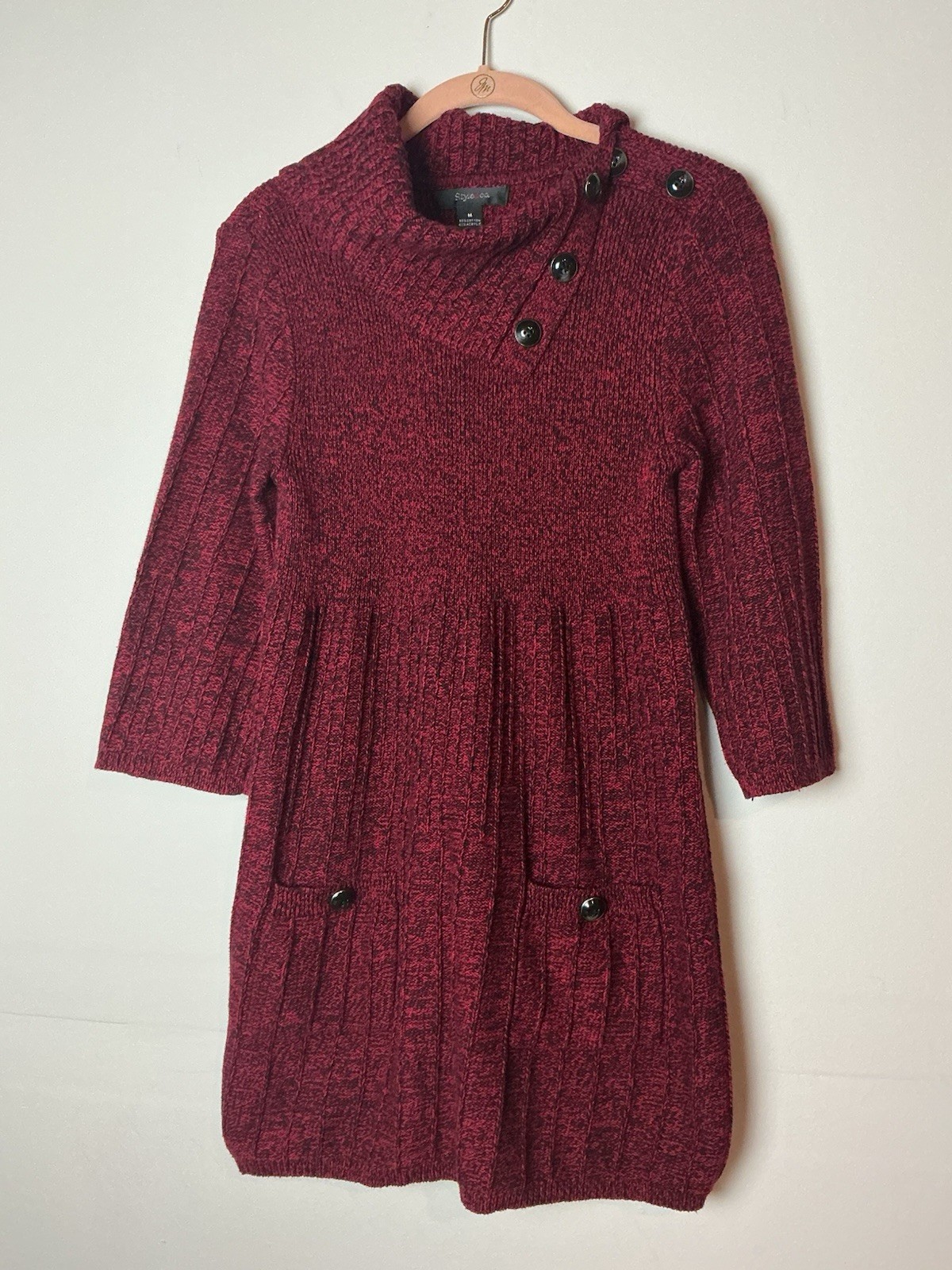 Style & Co. Red Cowl Neck Sweater Dress Tunic Mini Size M