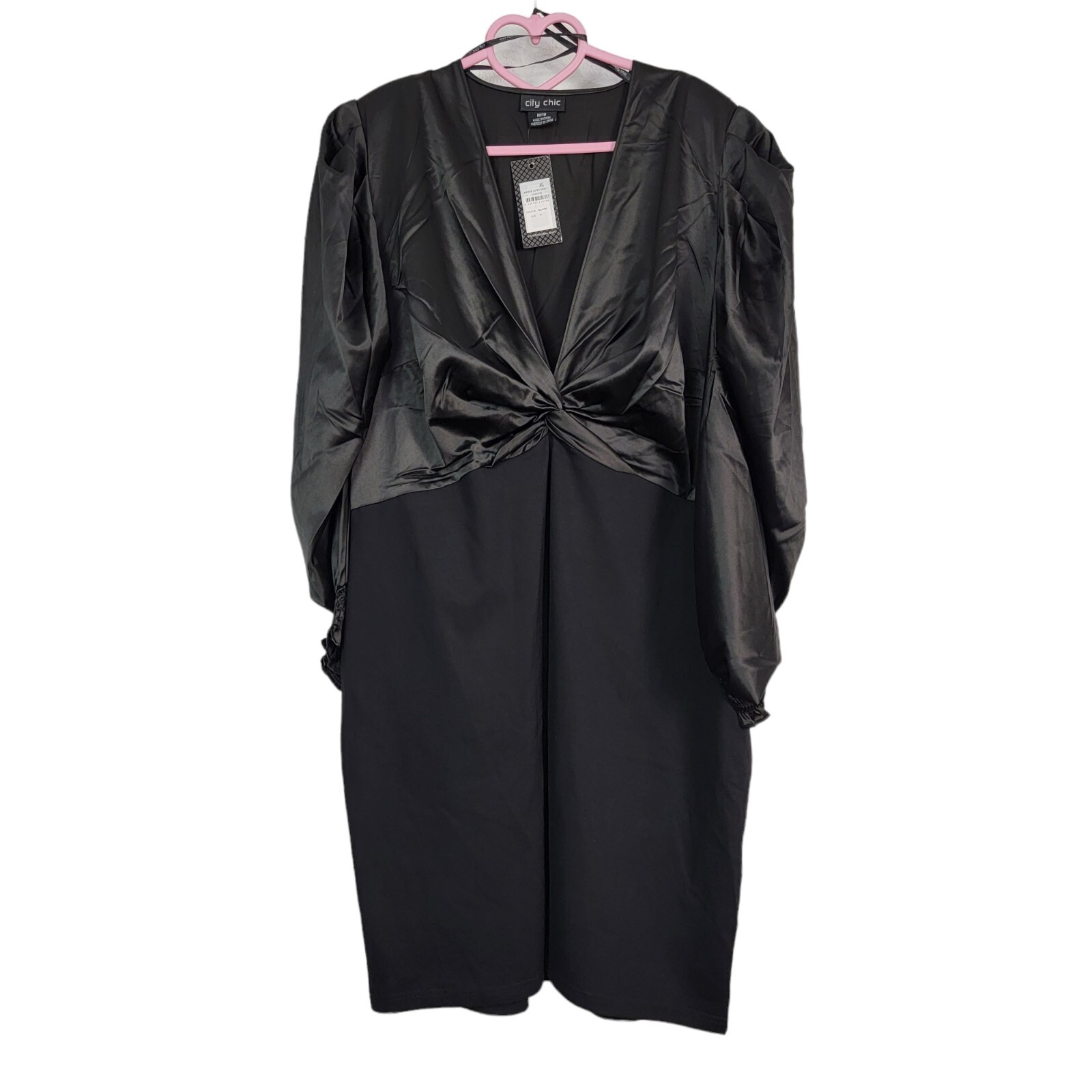 City Chic Trendy Plus Size Affluent Dress Black Size 18/M Bodycon Women’s V Neck