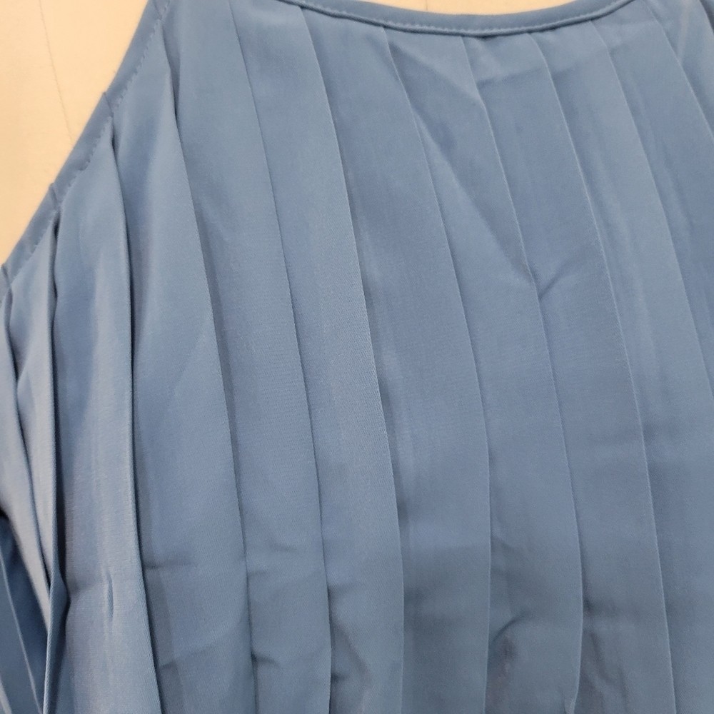 Halter Neckline Pleated Tiered Flowy Sleeveless Mini Dress Size M