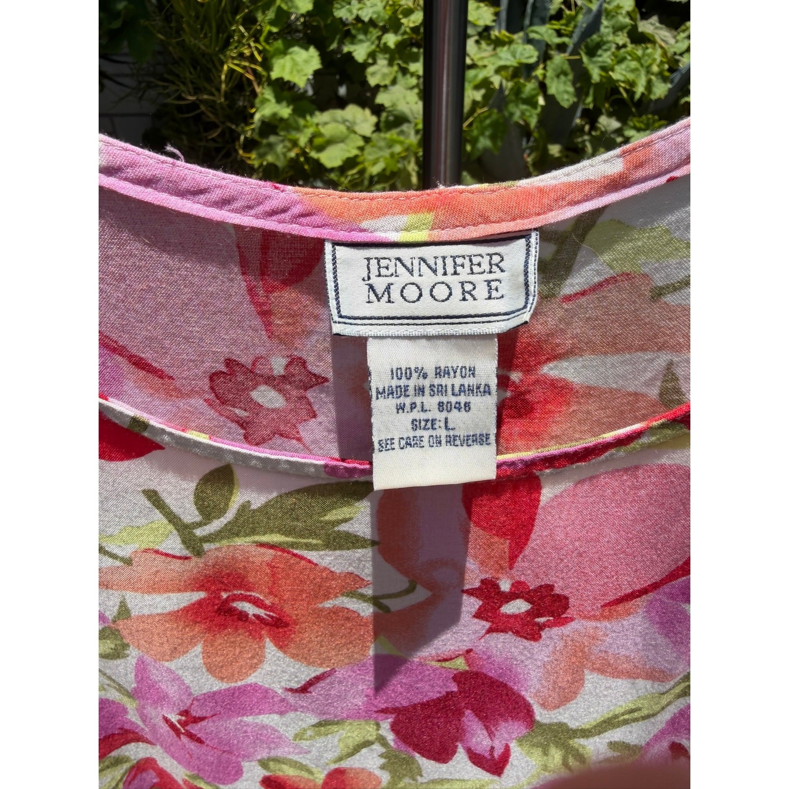 Vintage 90s Jennifer Moore Shift Maxi Dress Large Red Pink Orange Floral