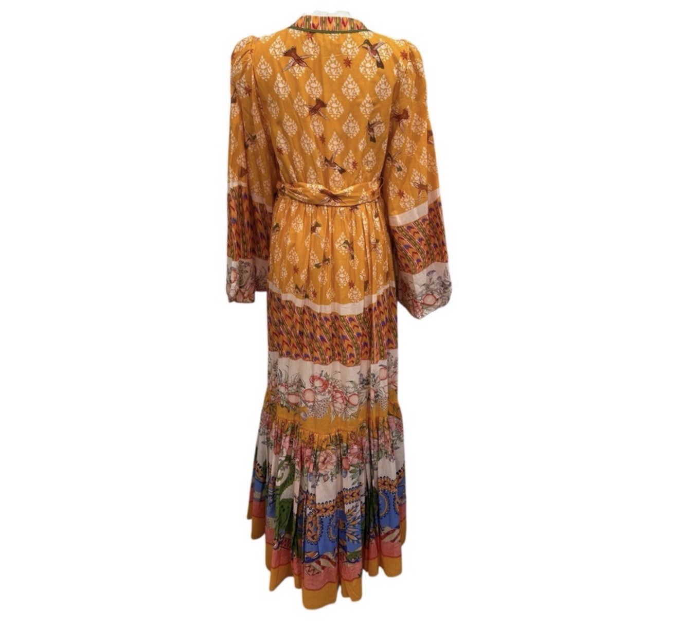 A Loves A Small Border Print Mandarin Collar Long Sleeve Button Down Maxi Dress
