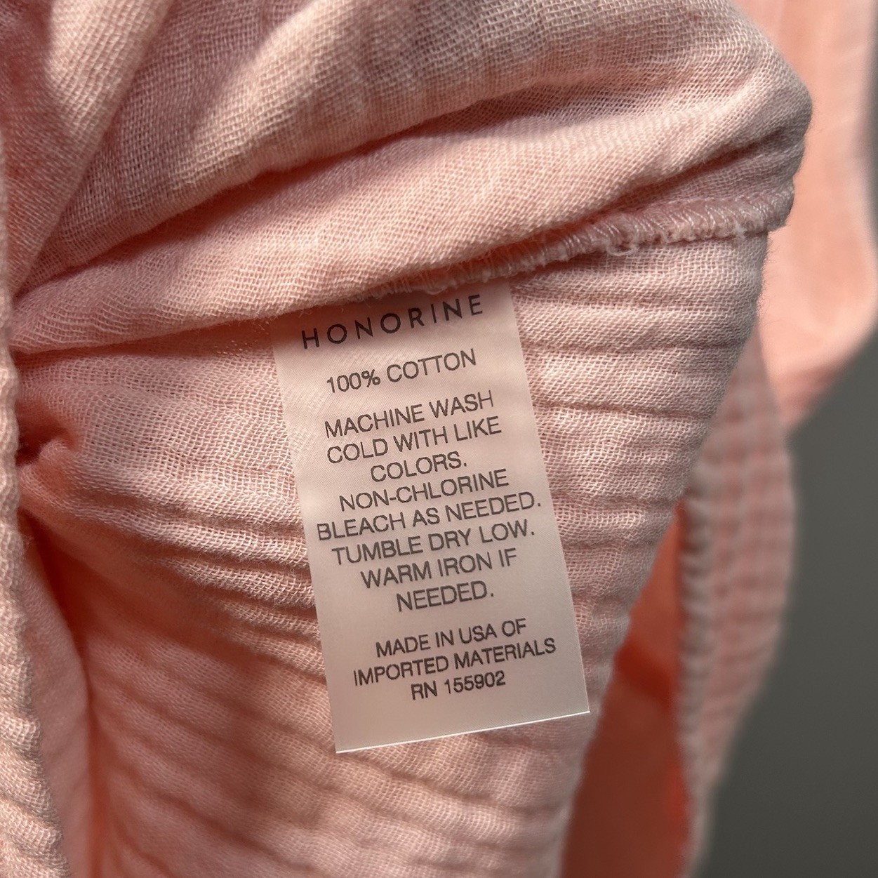NWT HONORINE Pink Peach Cotton Gauze Tunic Maxi Dress Pearl Buttons Sz M
