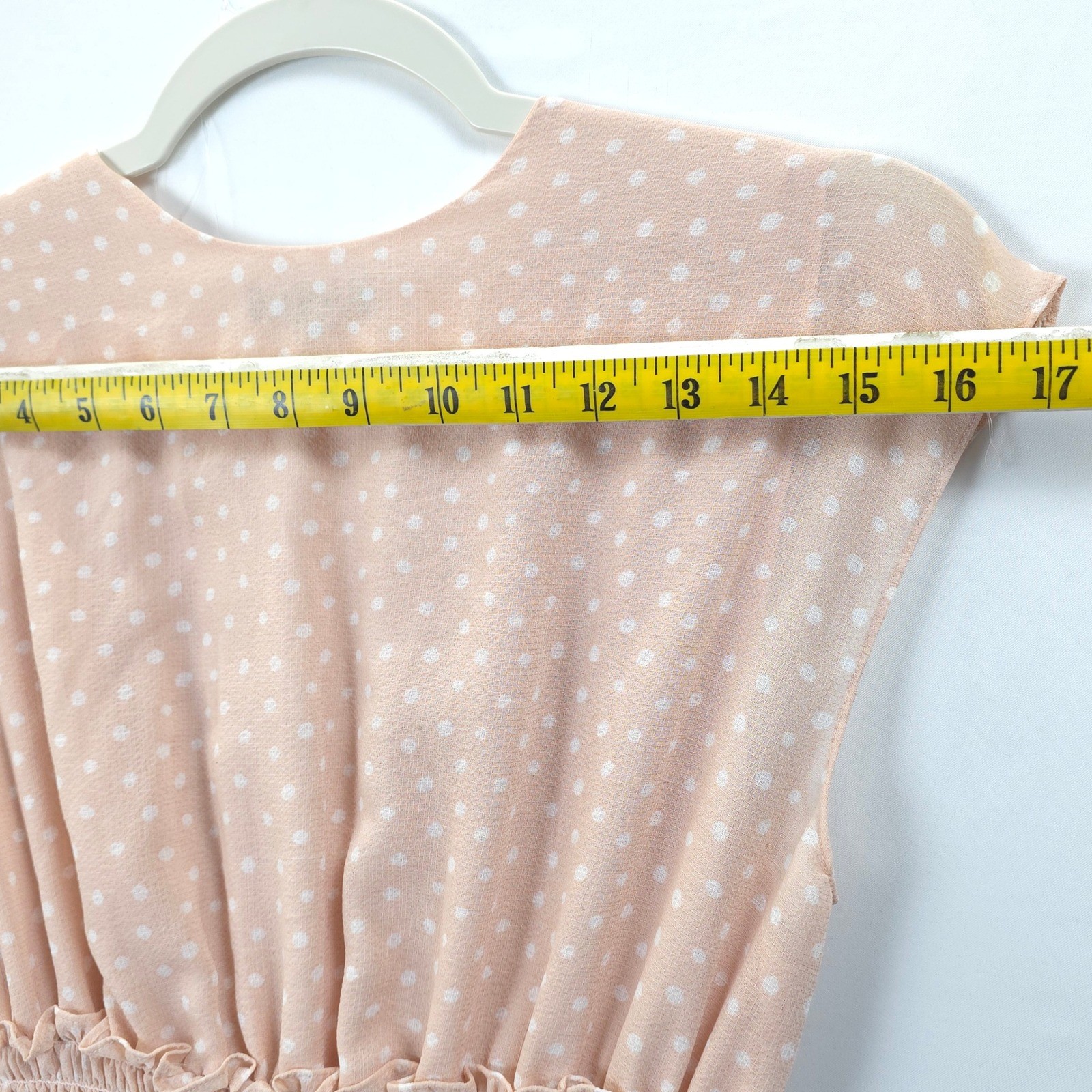 Max Edition Petite Polka Dot Dress Peach Smocked Waist Fit Flare S Feminine Chic