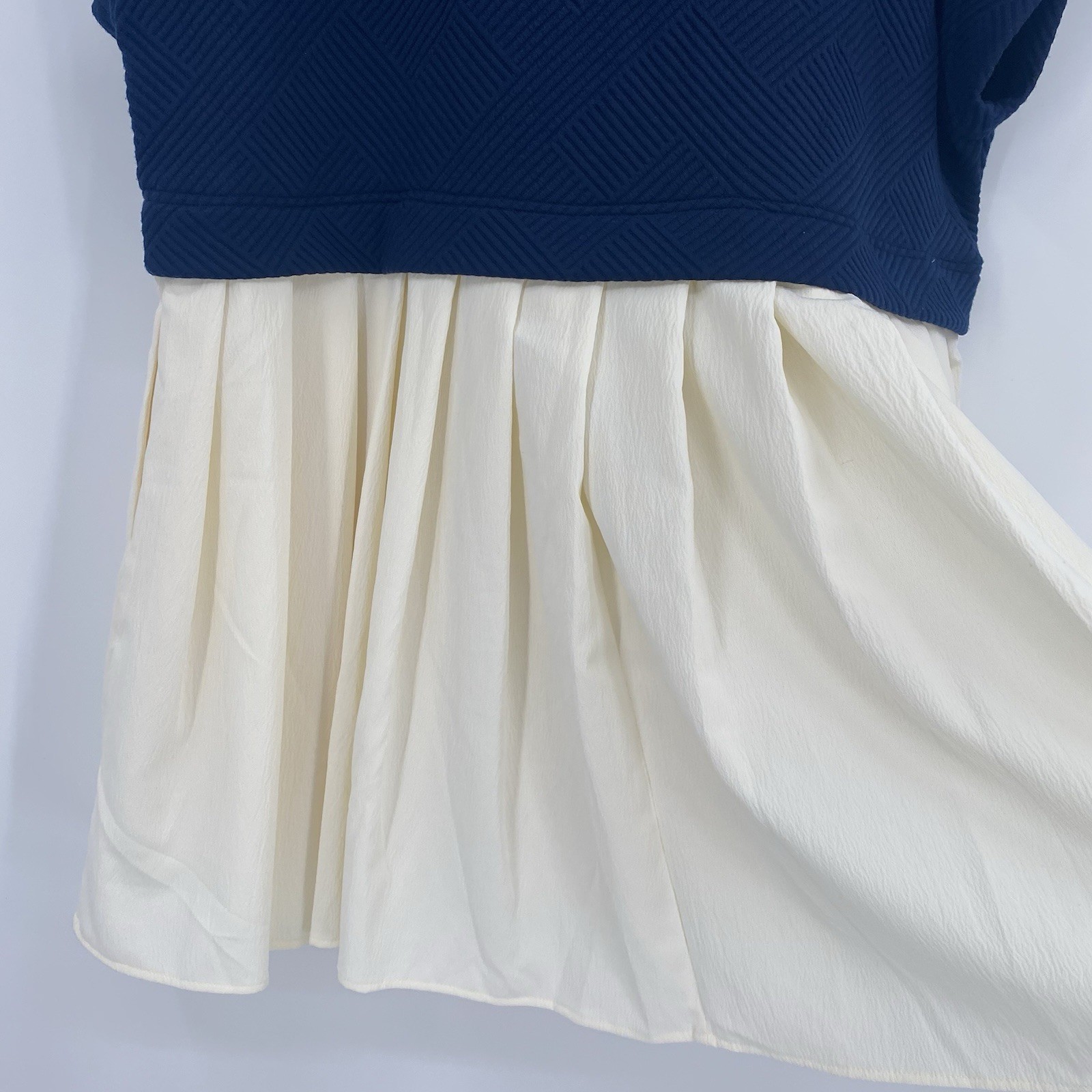 Entro Size Small Blue Textured Pullover Mini Pleated Sweatshirt Tiered Dress NWT