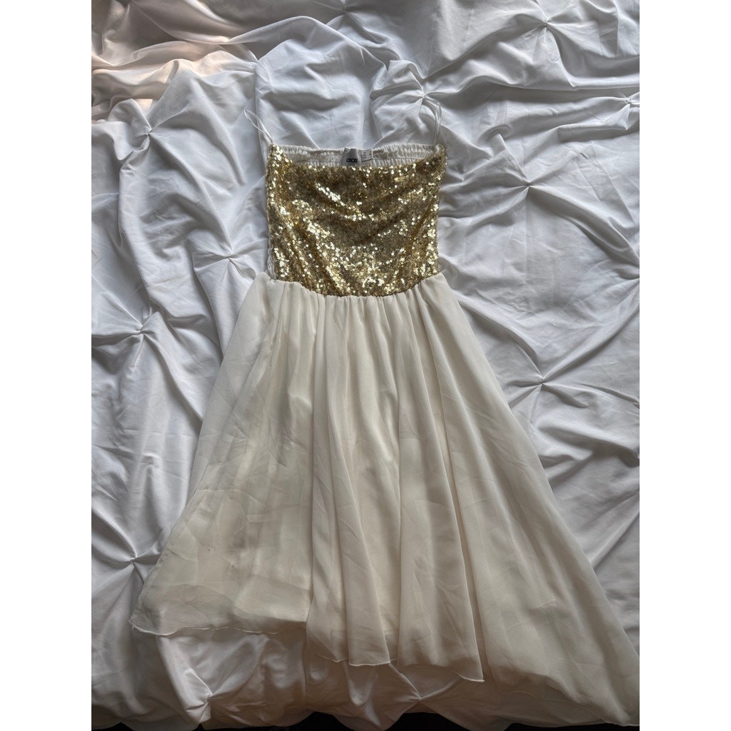 ASOS Gold Sequin Bodice Ivory Skirt Girls’ Formal Dress