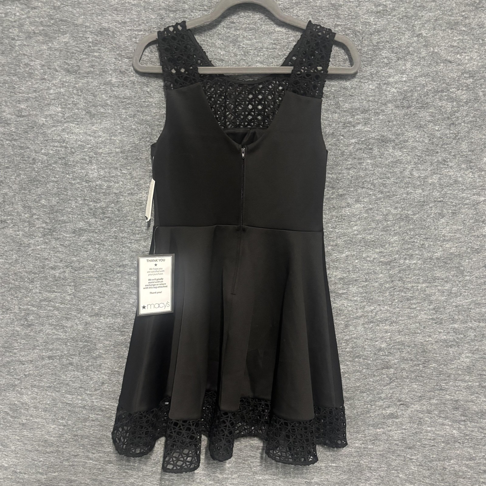 City Studio Dress Juniors 7 Black Crochet Fit & Flare Sleeveless Party Cocktail