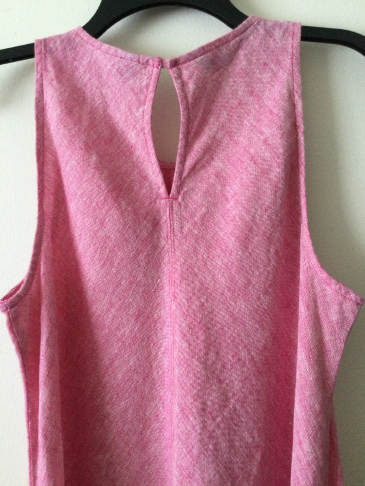 Lands End Pink Heather Linen Midi Dress A-Line Pockets Women Sz ST Boho Coastal