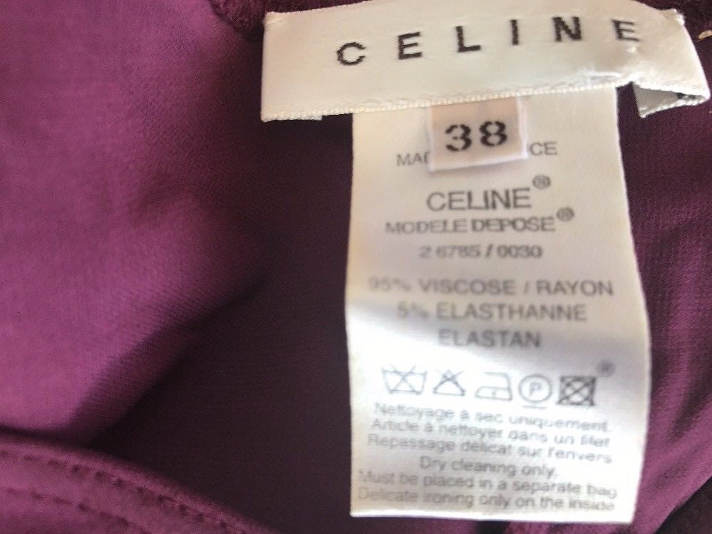 CELINE DEEP PURPLE STRETCH CAP SLEEVE CASUAL DRESS Sz 38 MADE IN FRANCE