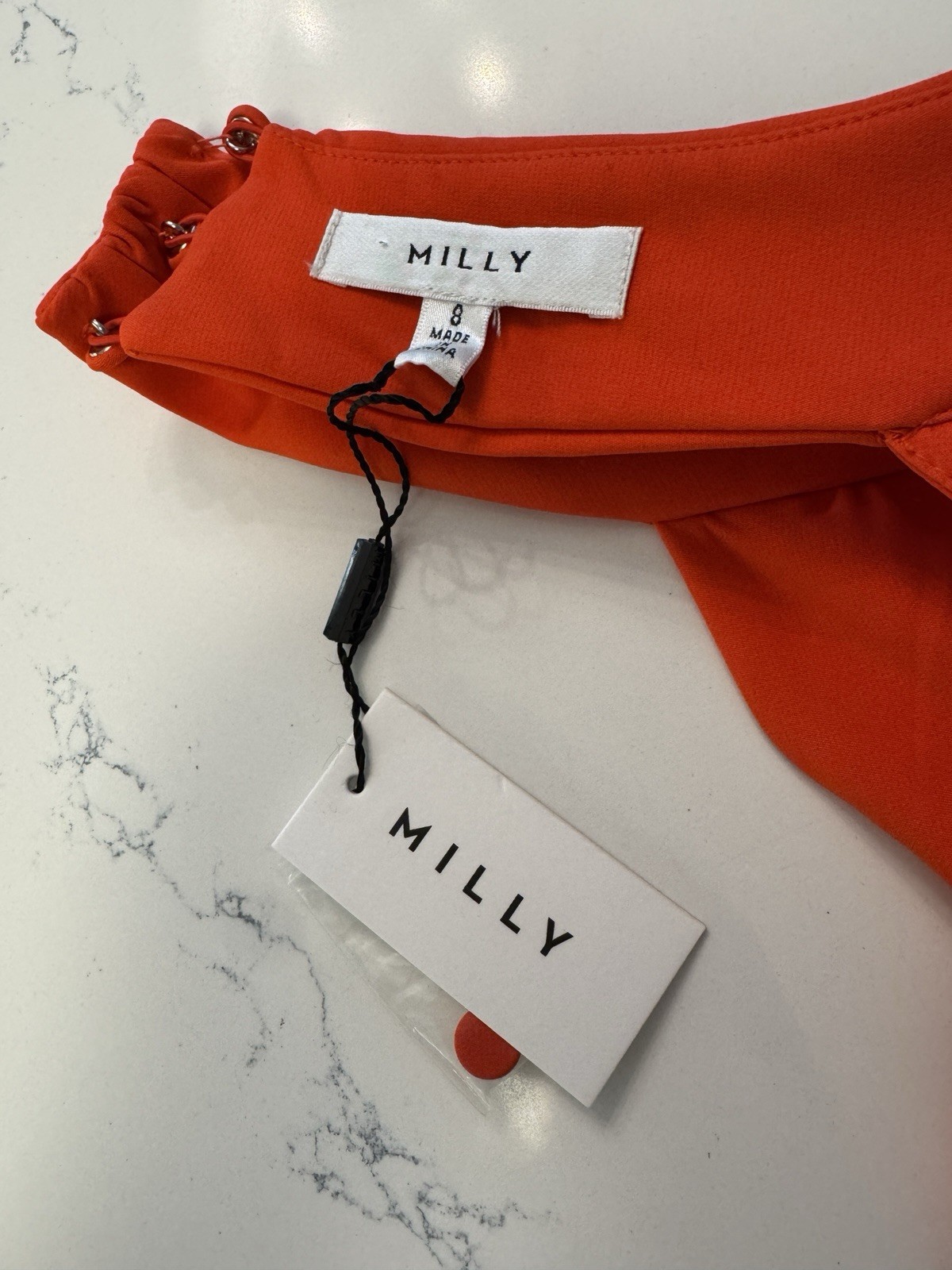 Milly New W Tags Penelope High Neck Cady Halter Dress In California Coral SZ 8