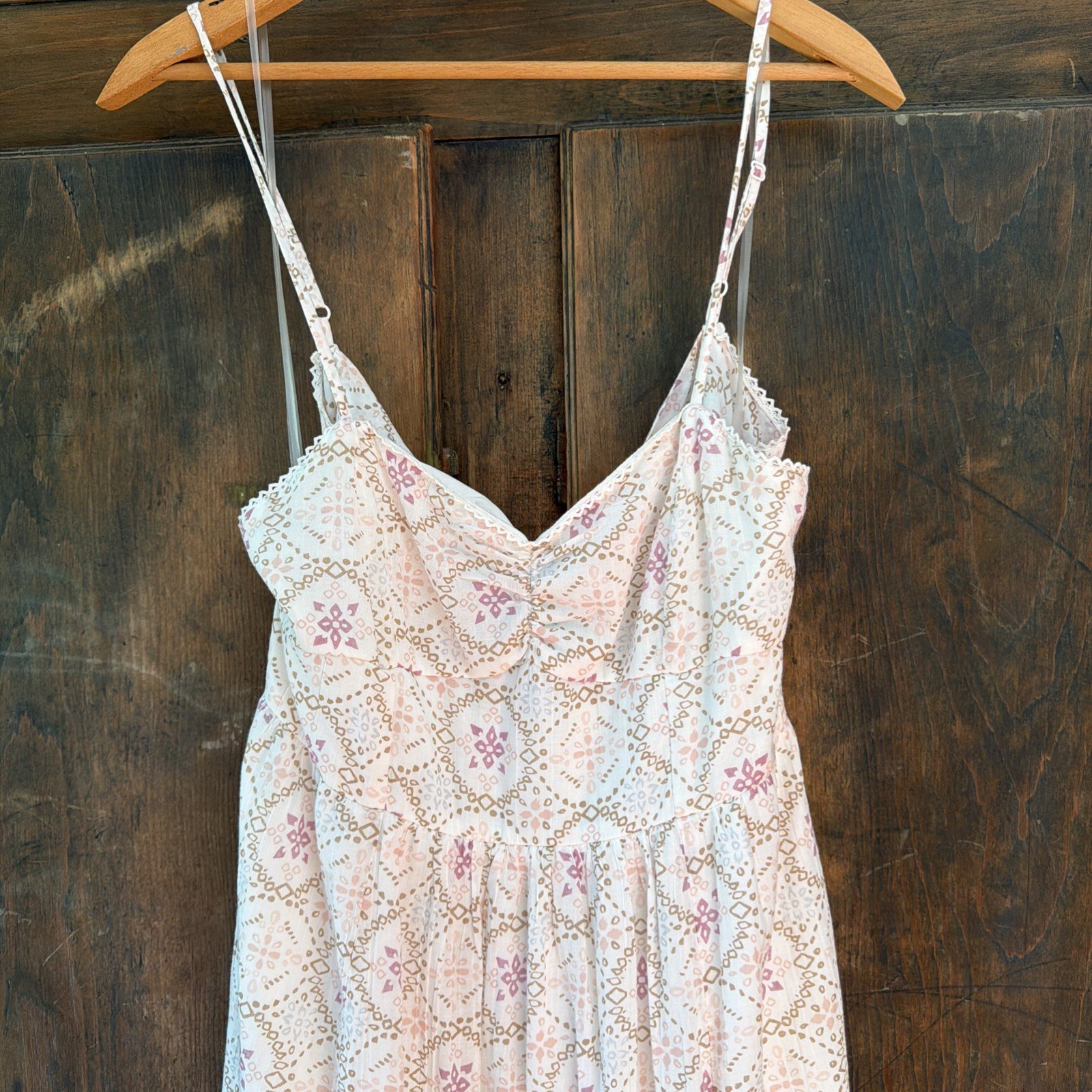 American Eagle Pink/ Purple Boho Maxi Dress M Tall Festival NWT geo block print