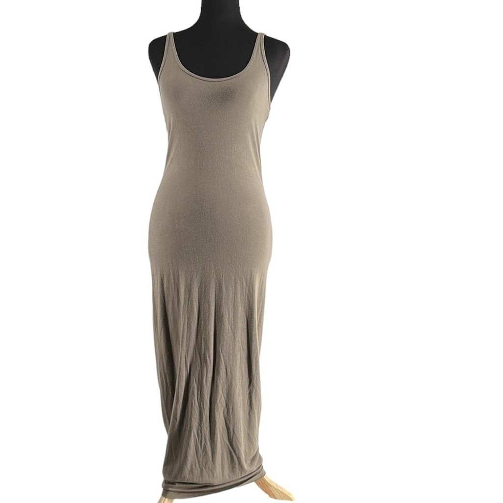 Aritzia Babaton Freddie Tank dress midi khaki green stretch lounge summer sz sm