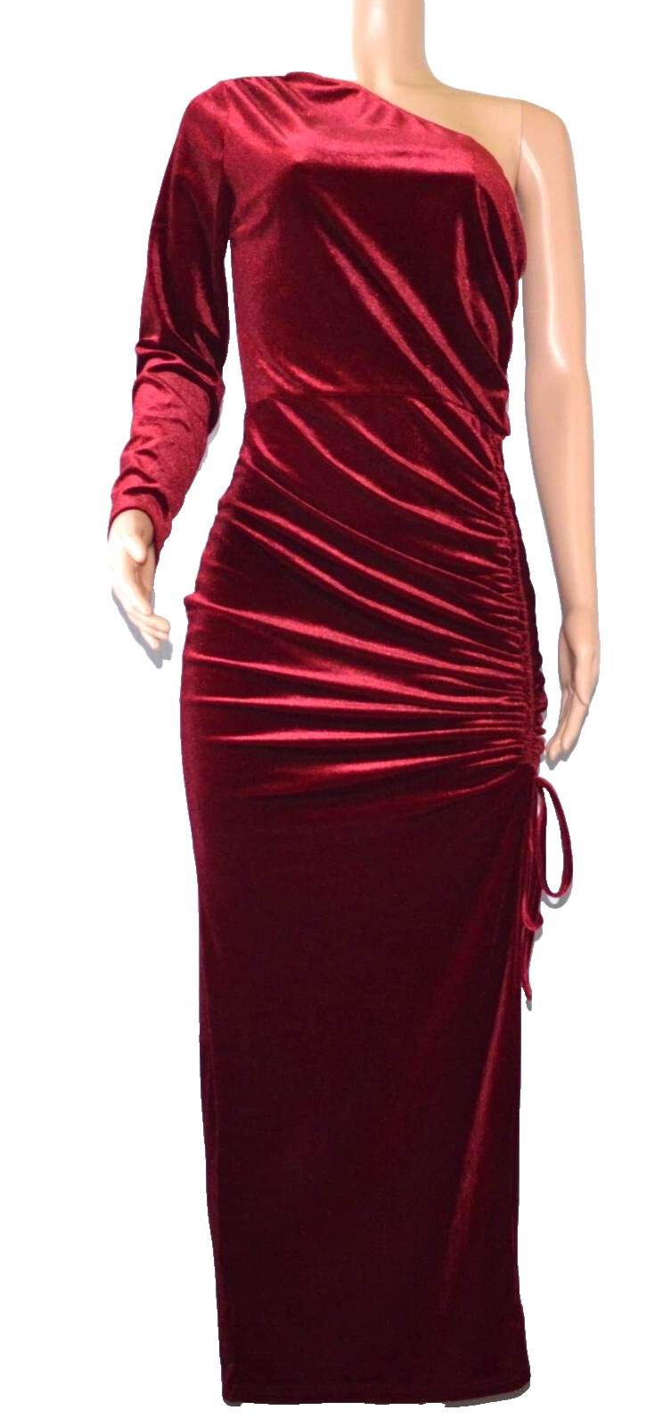 PRETTYGARDEN Women’s Velvet Ruched Bodycon Drawstring Split Dress Size Large
