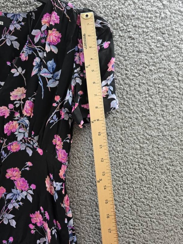 The Kooples Midi V-Neck Short Sleeve Dress Women’s EU 0 Black/Pink Floral