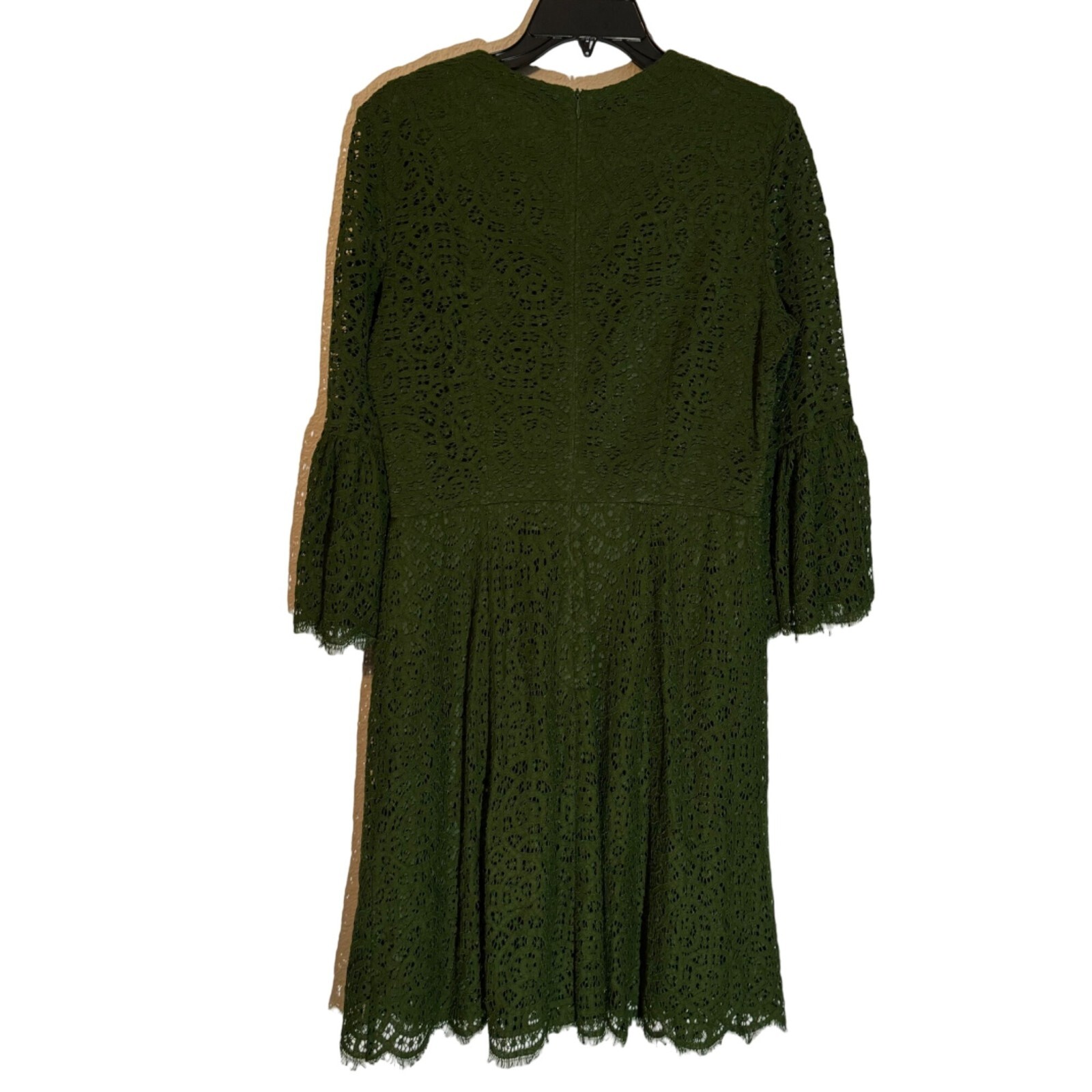 London Times Size 10 Green Lace Bell Sleeve Dress Cotton & Nylon Blend