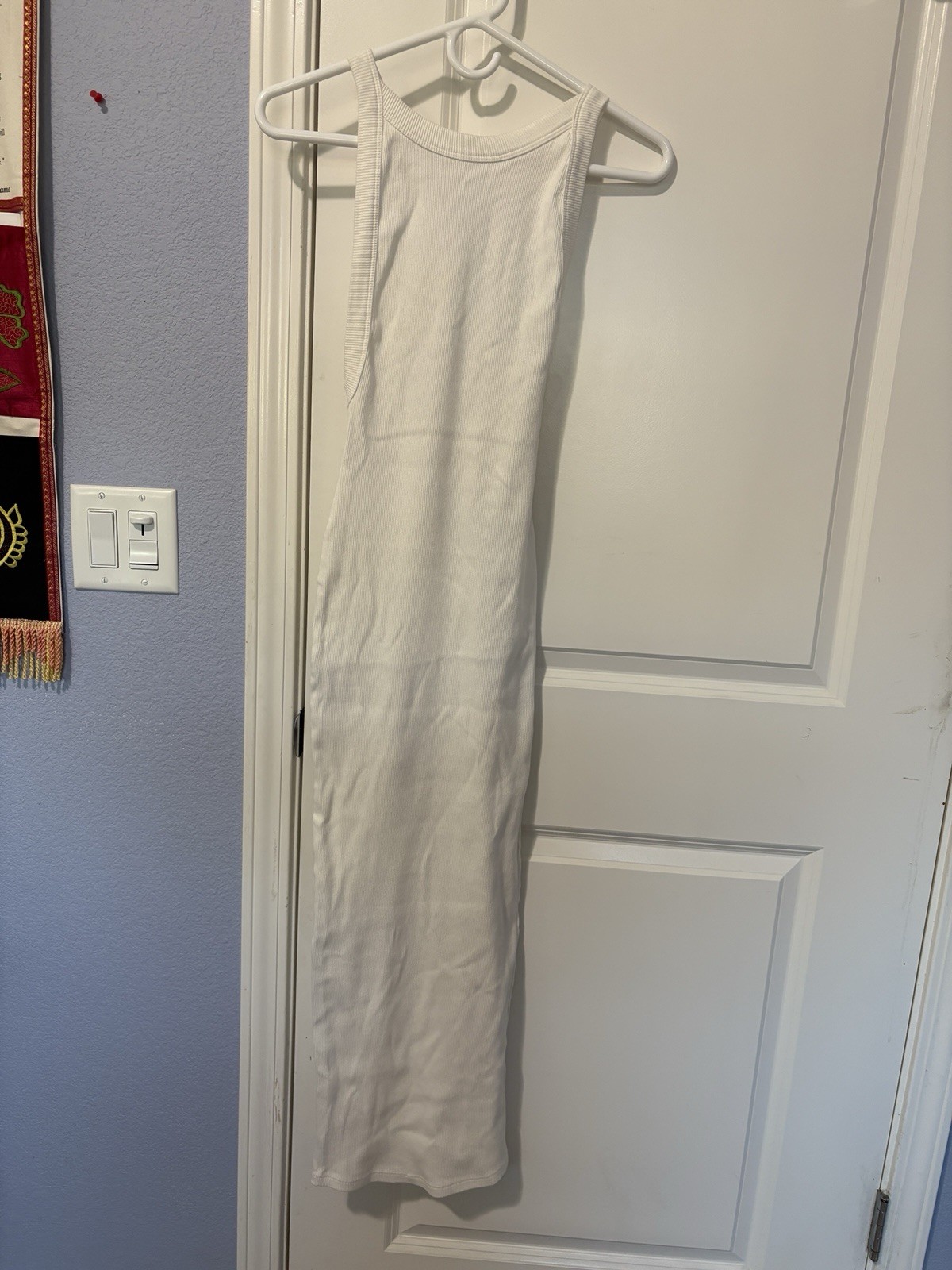 The Line By K Maribel Asymmetrical Ribbed Midi Dress Sz XS White Bodycon