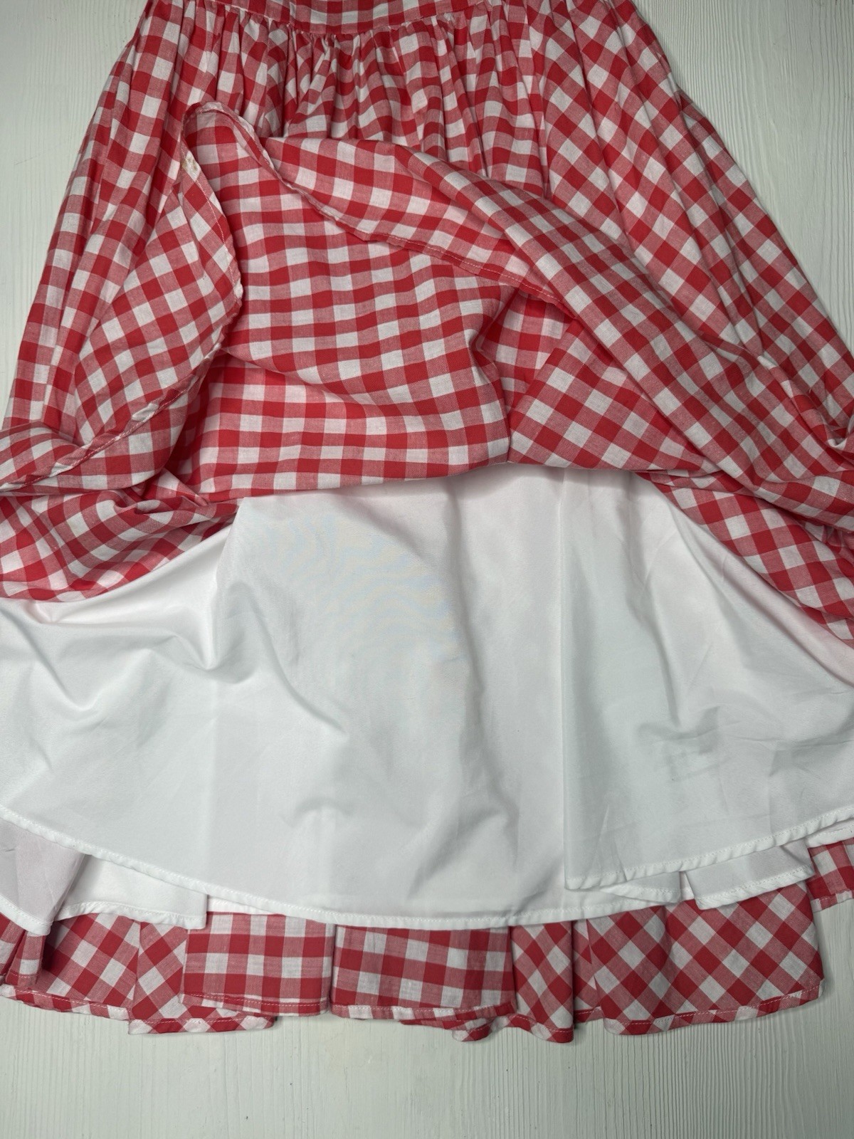 Unique Vintage Brand Gingham Red & White Swing Dress SZ 8-10 Rockabilly Retro