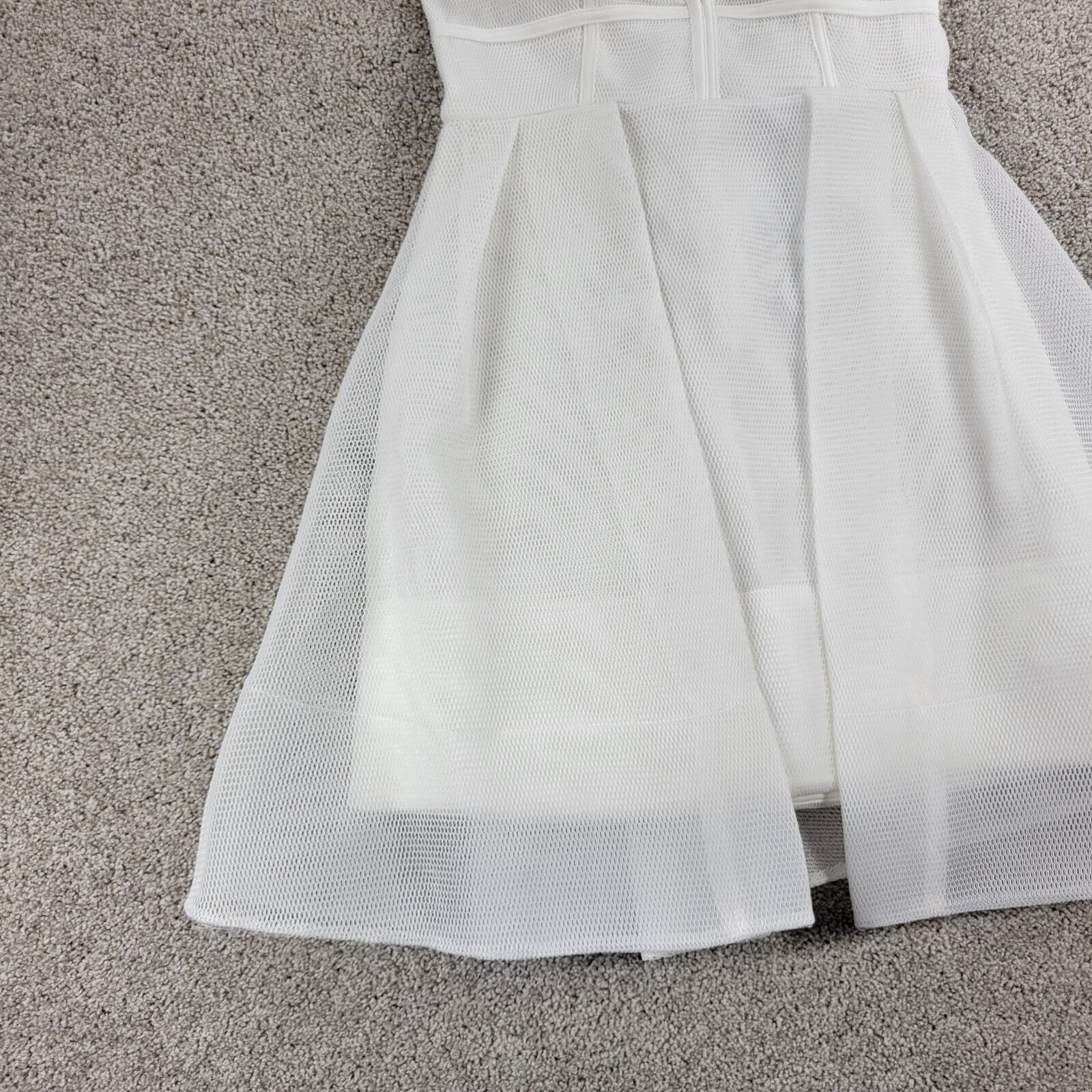Blithe LA Nylon Mesh Dress Womens S White Sheer Lined V Neck Banded Prom New