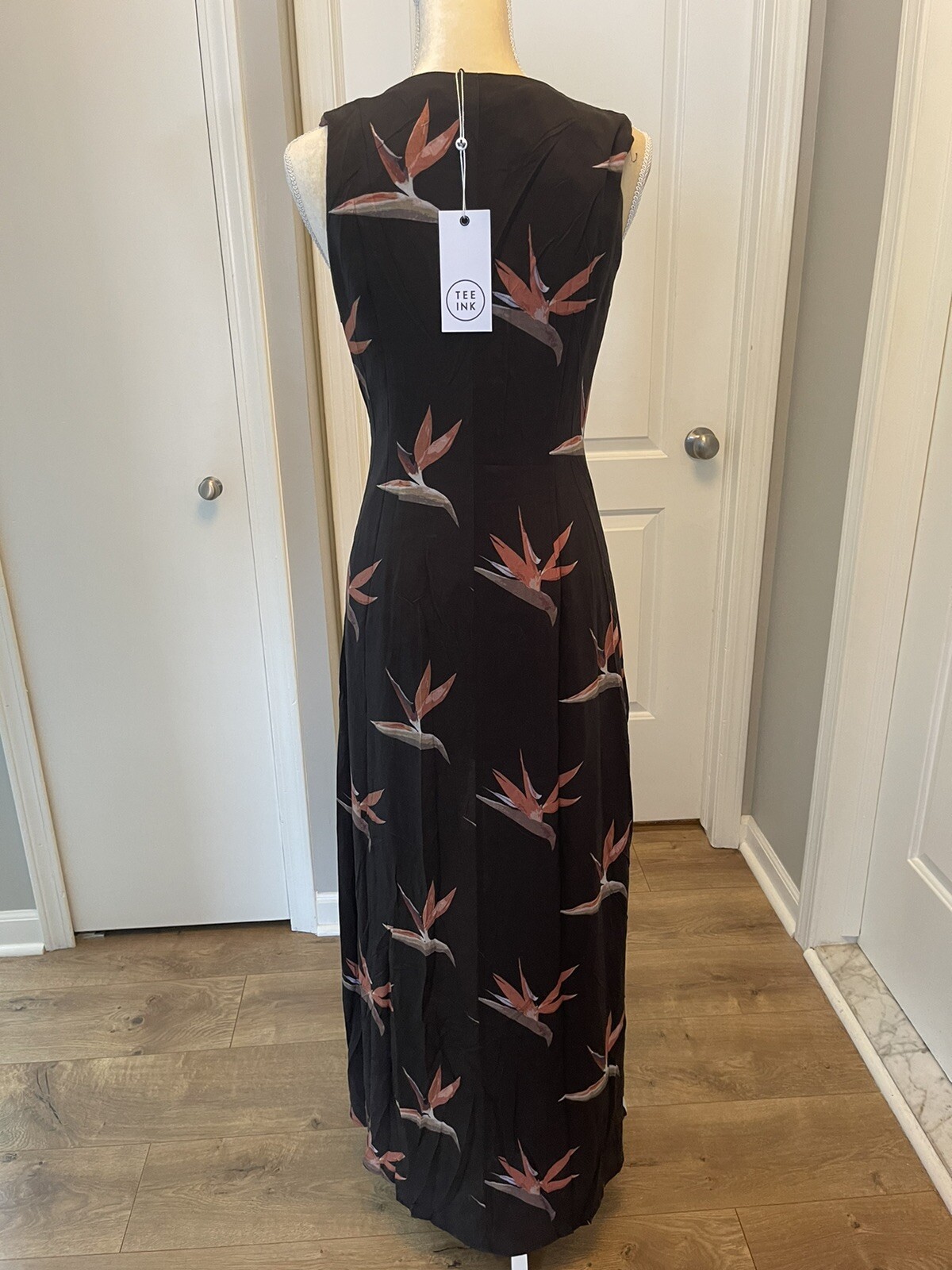 NEW TEE INK Maxi Dress Long Size Small / 4 Vacation Honeymoon Black Tropicana