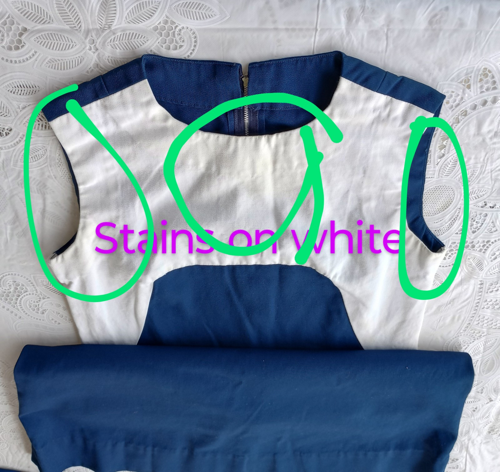 VTG 60s Mod Shift Dress Navy White Colorblock Sleeveless MCM Sheath Size M 👀📏
