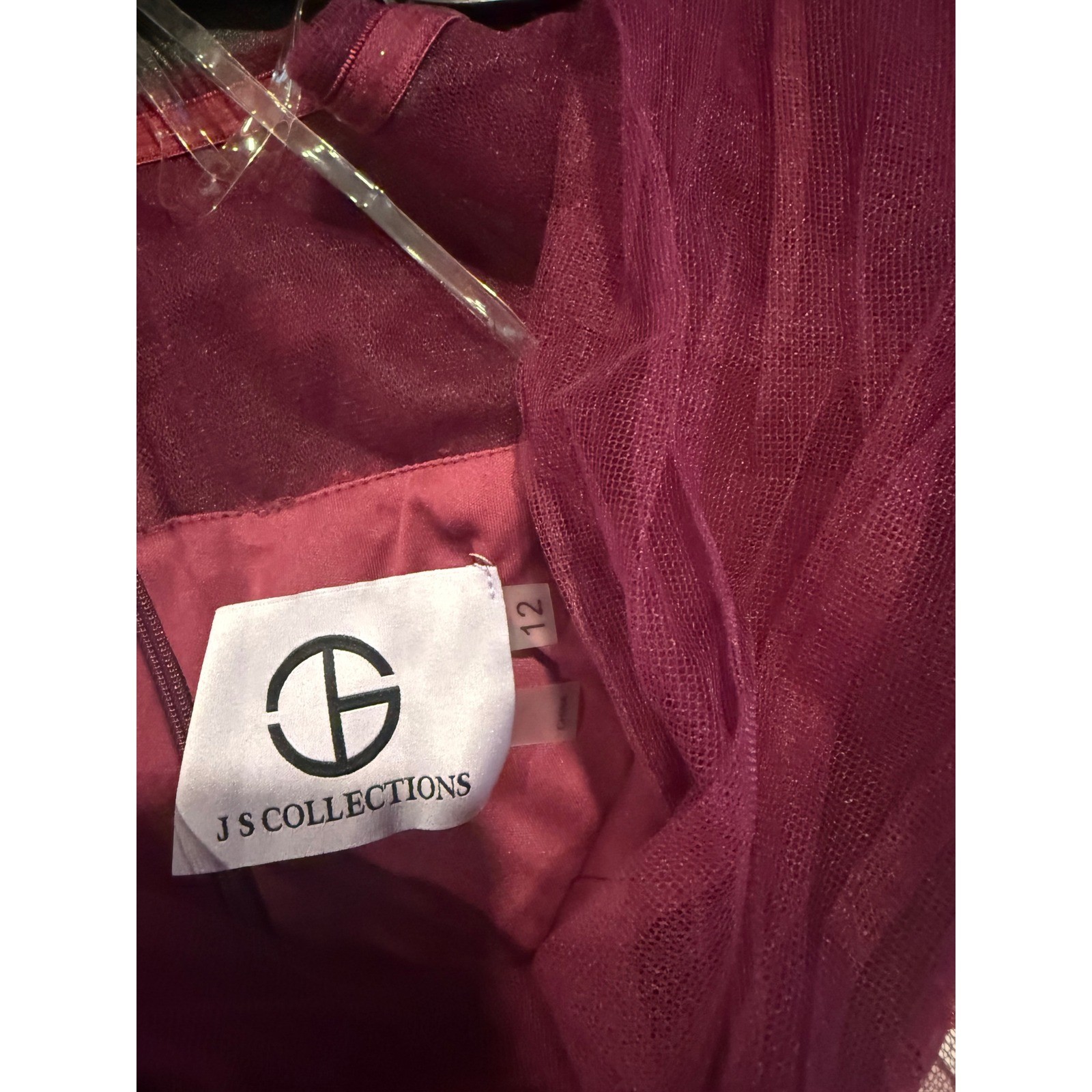 NWT JS Collections Savannah Raspberry Sequin Beaded Gown Size 12