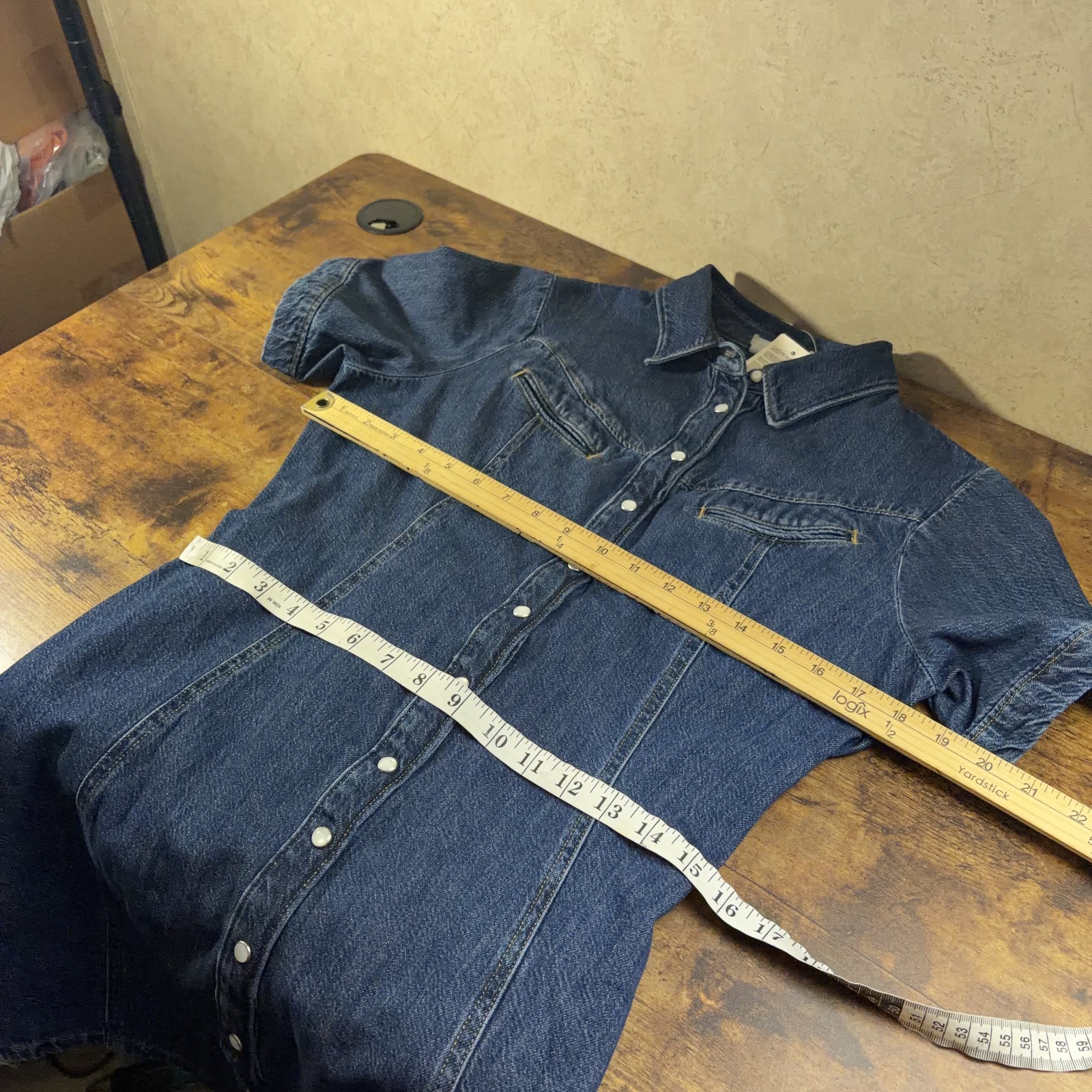 Levis Western Denim Pearl Snap Mini Dress Womens Size Medium Cowgirl Americana