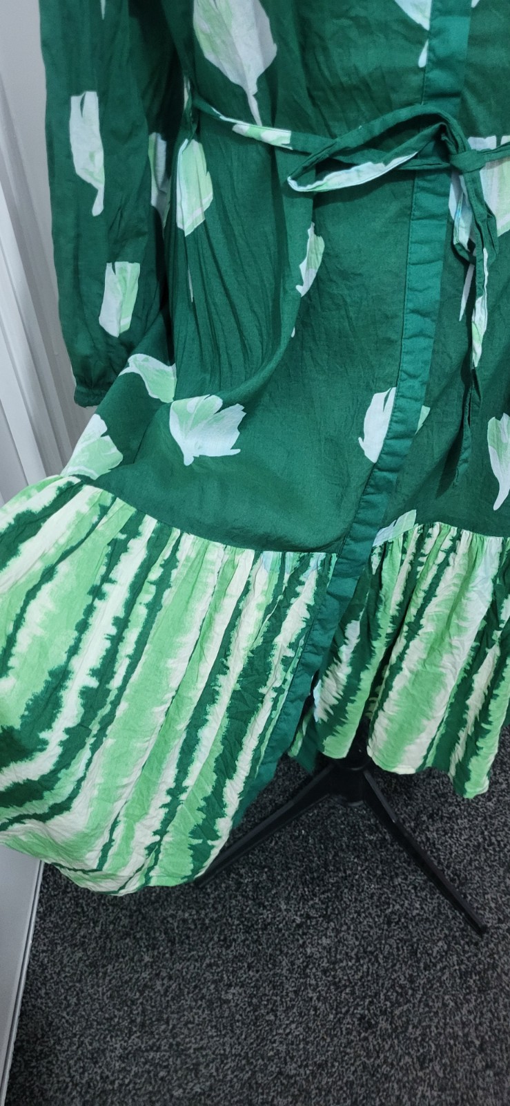 Zudio Emerald Green/ White Cotton Mix Shirt Dress 18-20 3xl Tye Dye Boho,Festiva