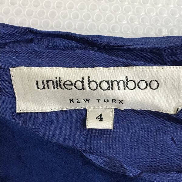 Made in Japan UNITED BAMBOO 100% Silk Sheer Dress 4 Blue Tops Shirts cBH628