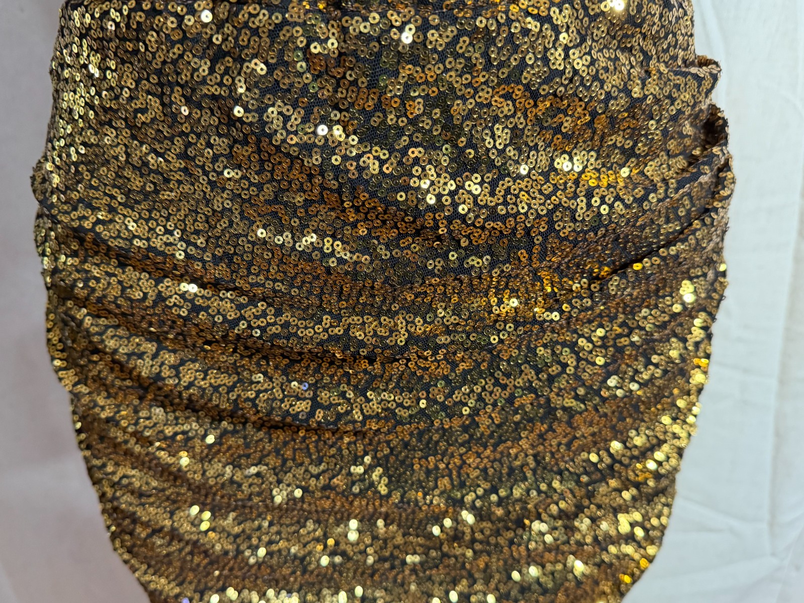 Grace Karin Gold Sequin Cocktail Party Dress Womens M Ruched Bodycon Glam