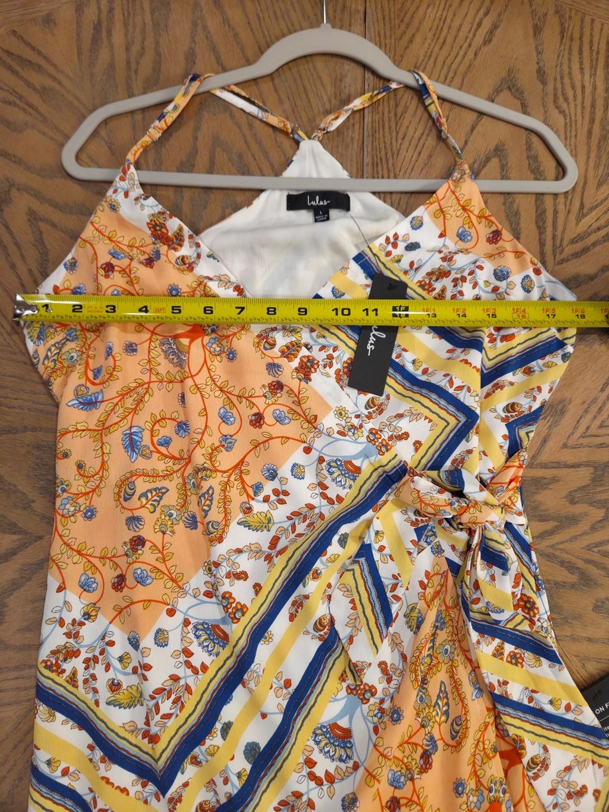 NWT Lulus Every Angle Scarf Print Wrap Mini Dress L boho festival