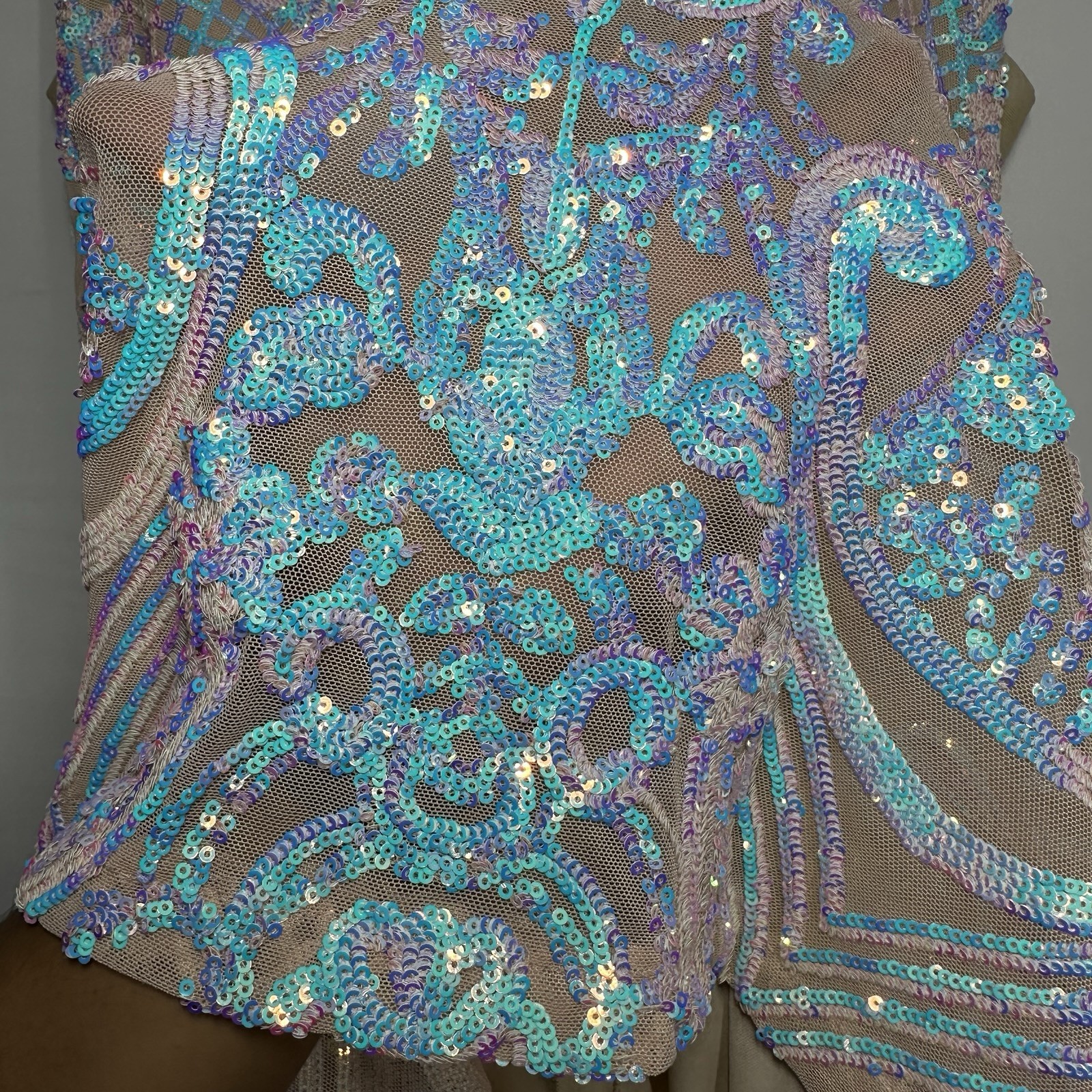 Pear Culture iridescent sequin mini dress Junior Formal Elegant Size 9 Pink
