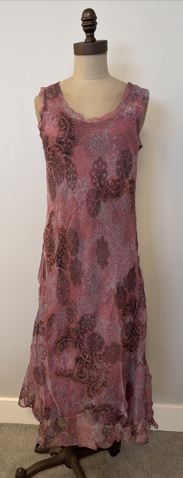 NWT Sundance Catalog “Luella” Pink Floral Beaded Dress Size P2 Orig $268