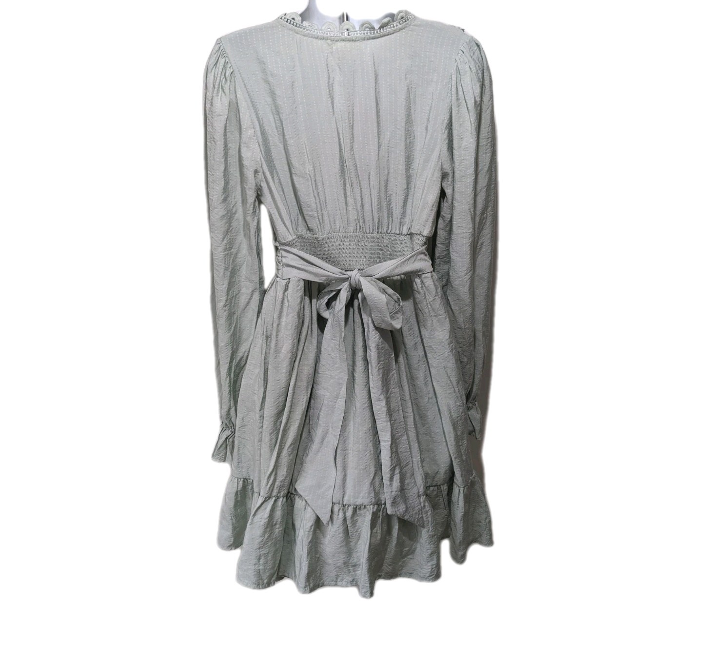 By The River Cottagcore Long Sleeve Babydoll Midi Dress Womens M Whimsical Peasa
