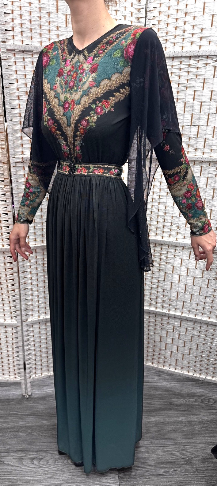 Negrin Elegant Full length Floral dress Size – S – NWT.