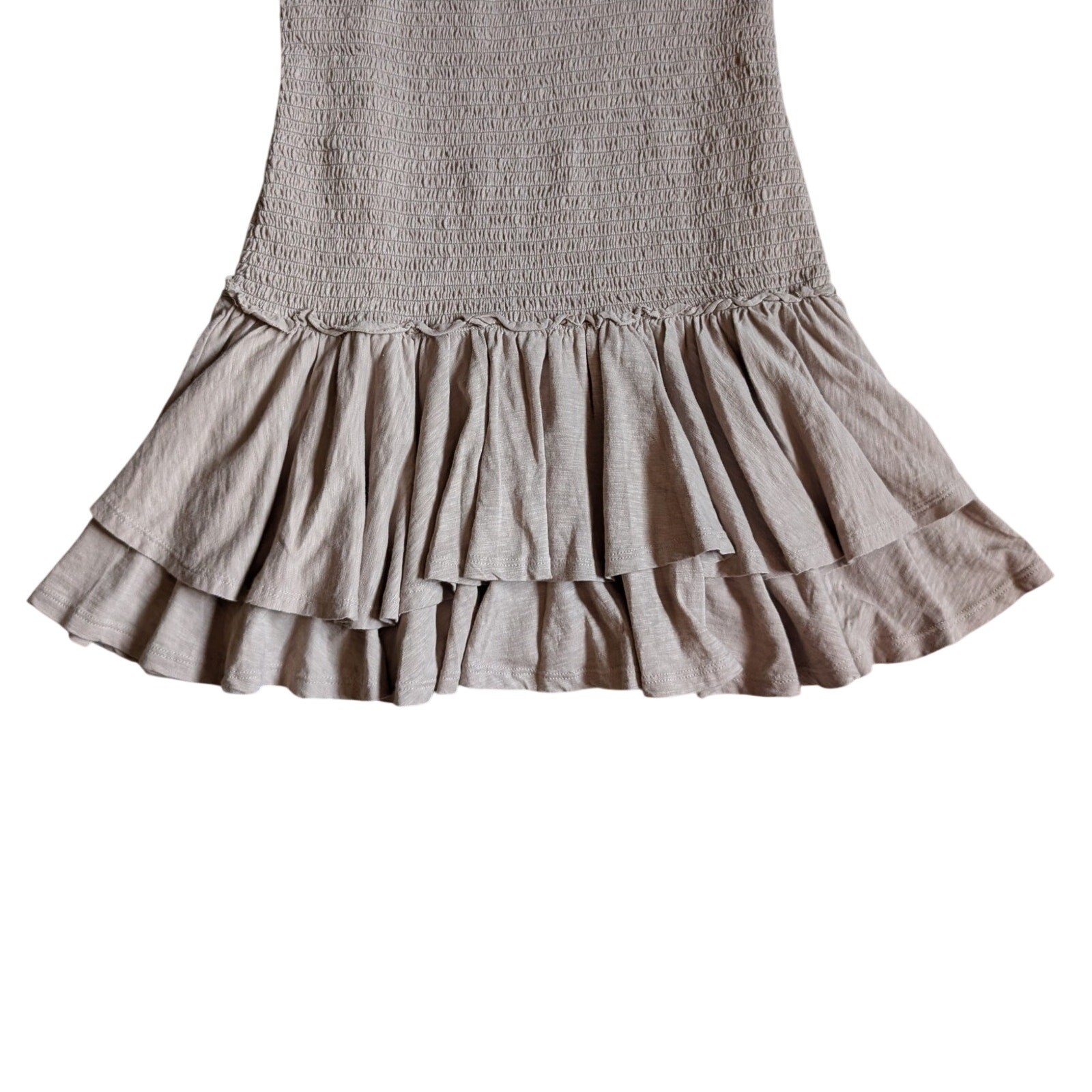 American Eagle Light Brown Smocked Tiered Ruffle Sundress