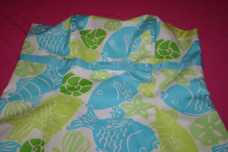 Lilly Pulitzer dress REDUCED~RARE~VINTAGE~STRAPLESS GREEN~BLUE FISH~SZ 6~FREE H