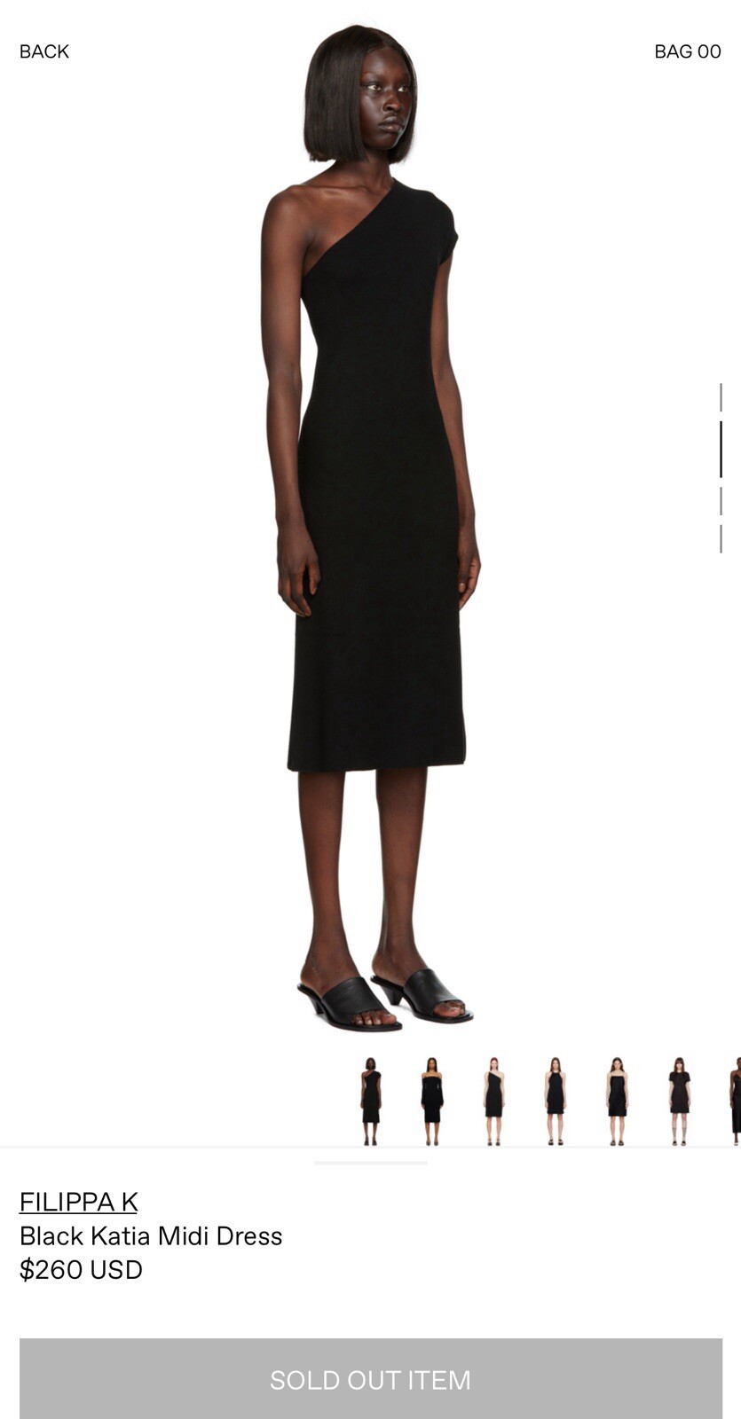 Filippa K Black One Shoulder Katia Midi Dress. XL $260