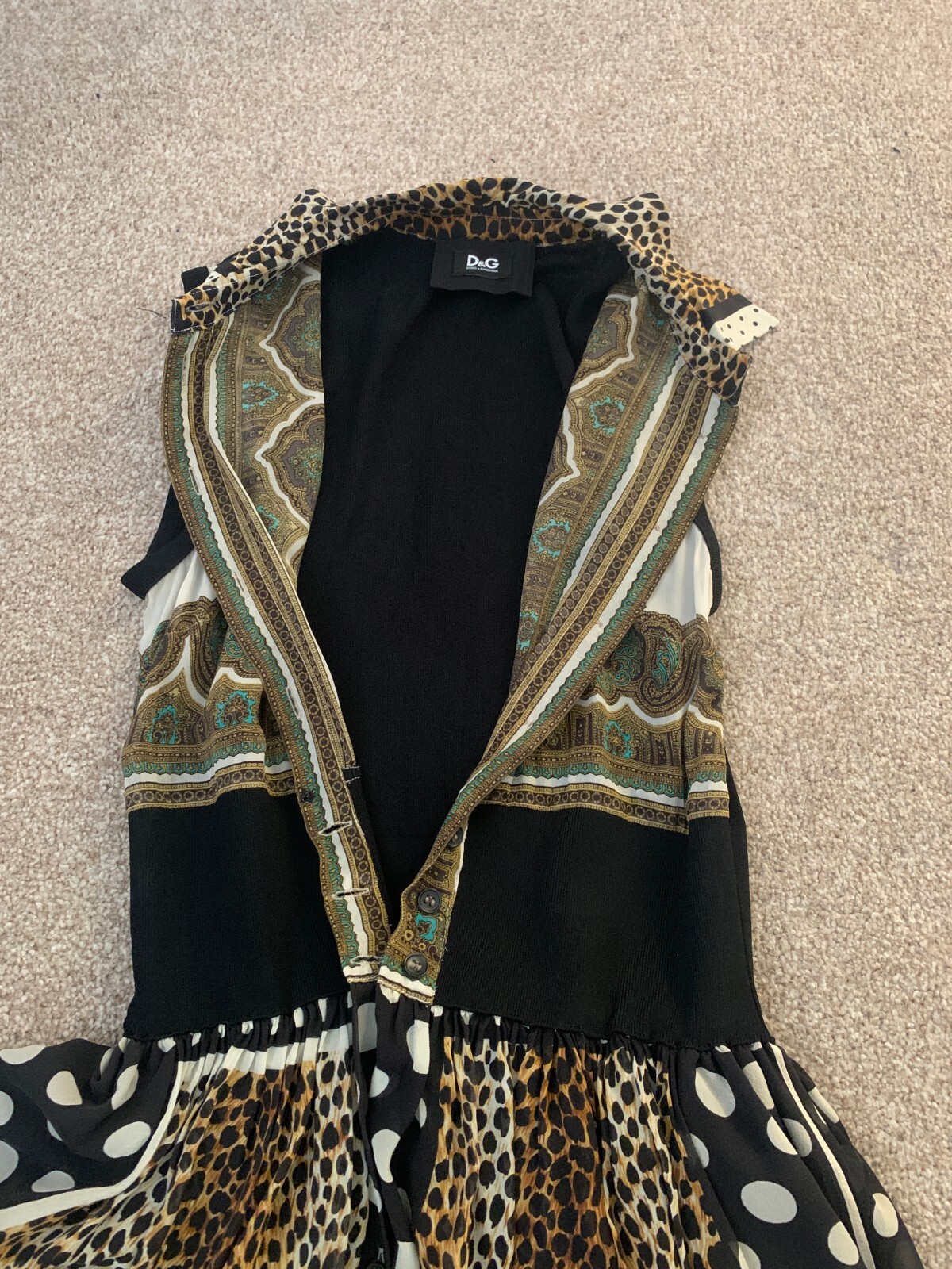 Dolce and Gabbana D&G Multi Pattern Scarf Silk Runway Dress IT44 UK10 US6 EU36