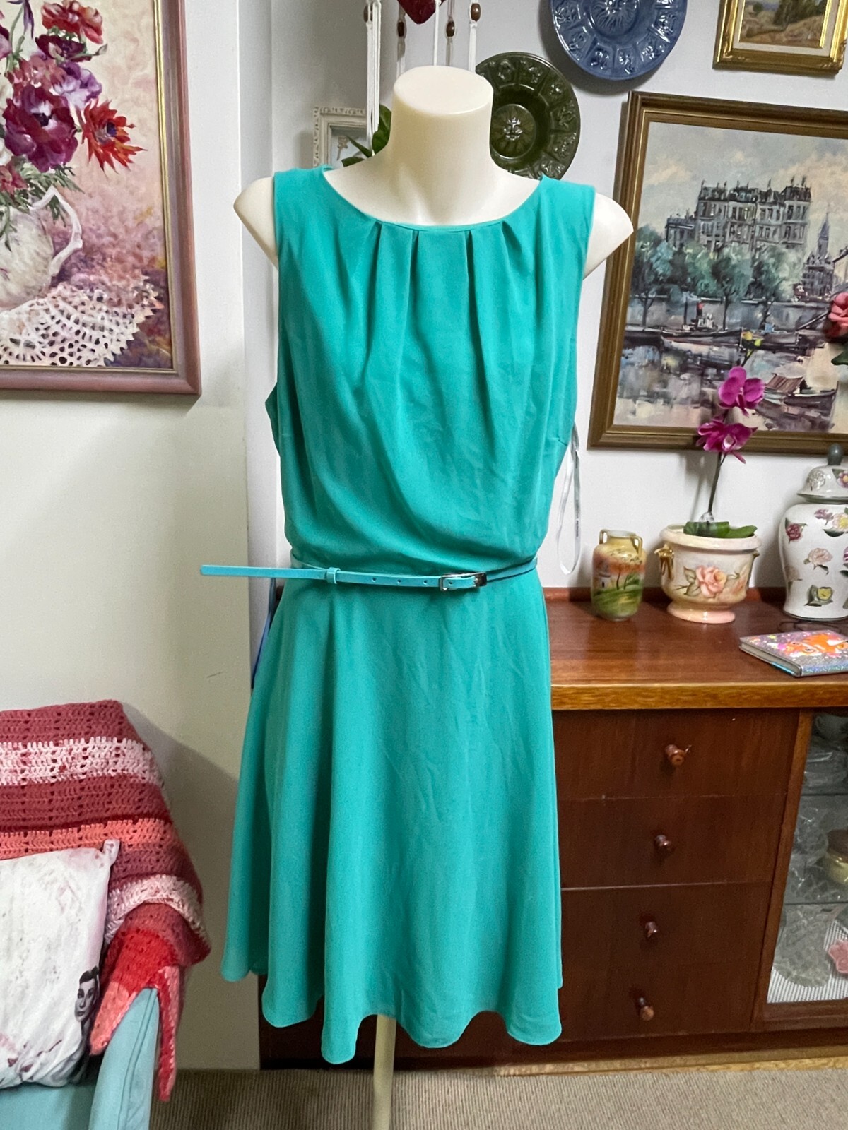 Dorothy Perkins Green Dress Billie & Blossom size 14 Made in Sri Lanka