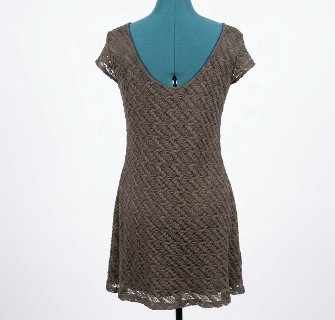 Apt. 9 Women’s M Olive Solid Lace Overlay Scoop Neck Cap Sleeve Mini Dress
