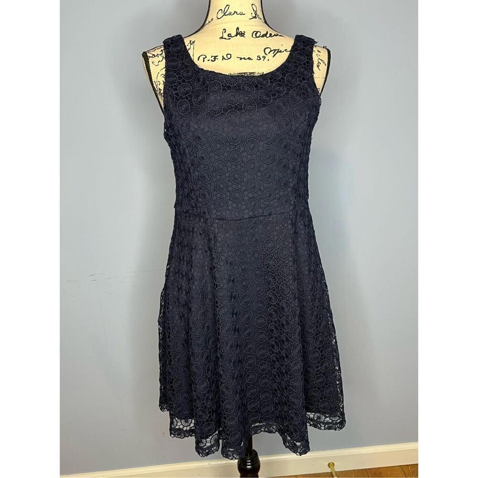 Y2K Alythea Women’s L Lace Fit and Flair Above Knee Dress Navy NWT