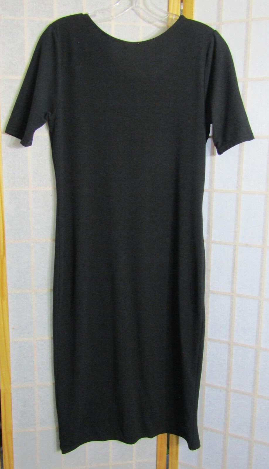 Yelete Polyester/Spandex Black Fitted Round Neck Dress Women’s Size L