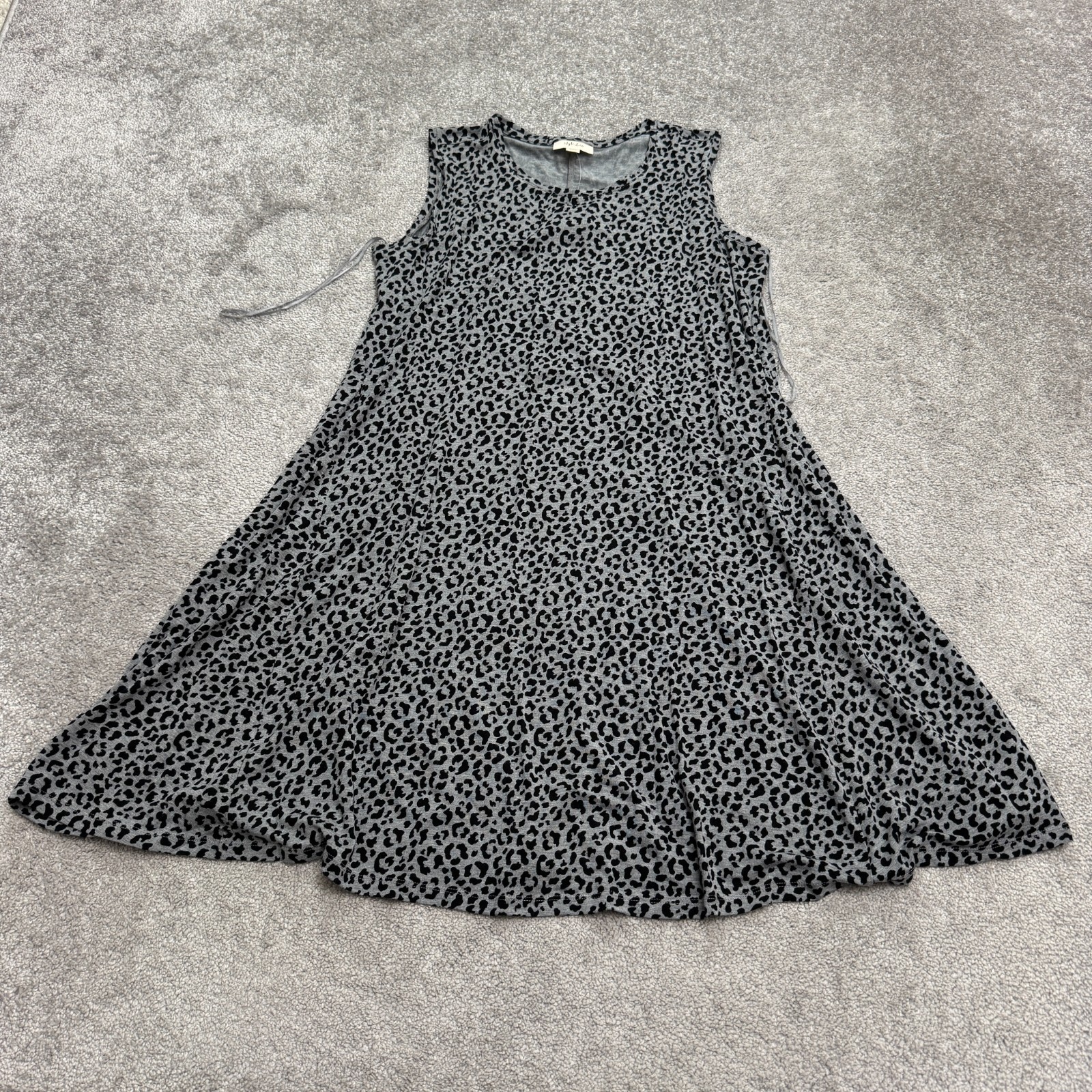Style & Co Leopard Print A-Line Tank Dress Womens Plus 0X Gray Black Stretch NWT