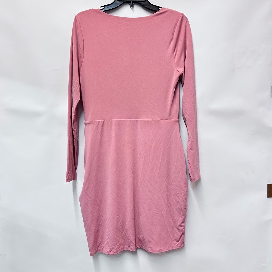 Bar III Womens M Dolores Blush Pink Long-Sleeve Knit Ruched Mini Dress NWT AP49