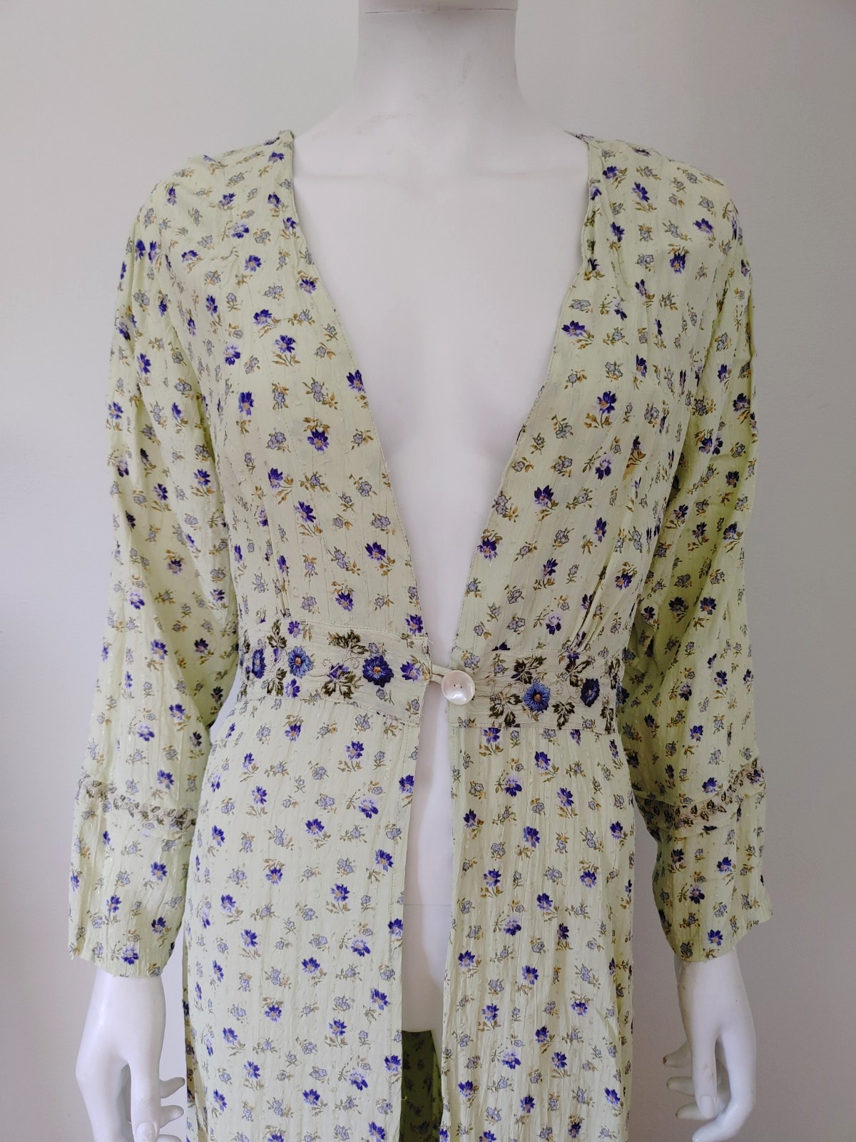 90s Vintage April Cornell Ditsy Floral Prairie Cottage Duster dress Midi M