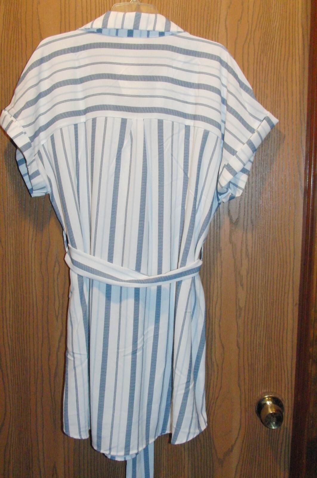 Perch by Blu Pepper Sofia Belted Shirt Striped Polyester Dress 2XL NEW $42
